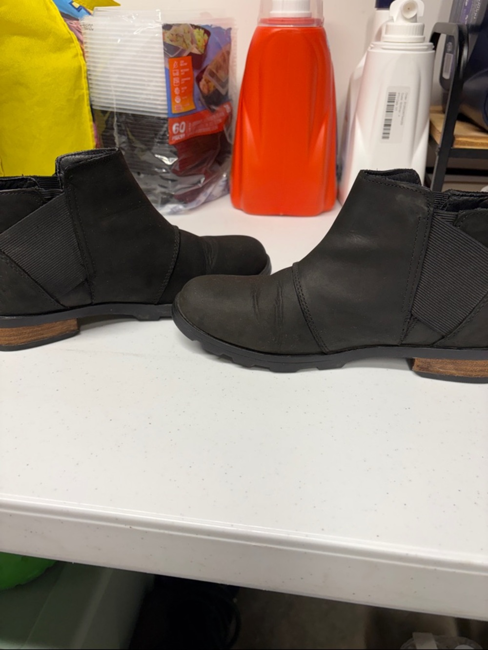 SOREL Black Leather Chelsea Booties - Classic Slip-On Style - Picture 7 of 7